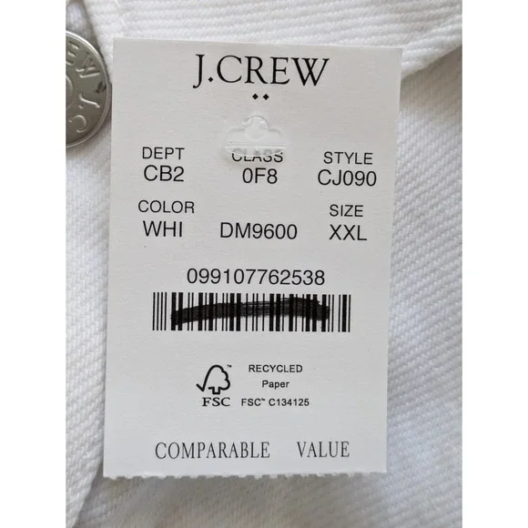 J.Crew Relaxed Denim Jacket Womens Size XXL White NWT‎ $128 CJ090 - Picture 6 of 7
